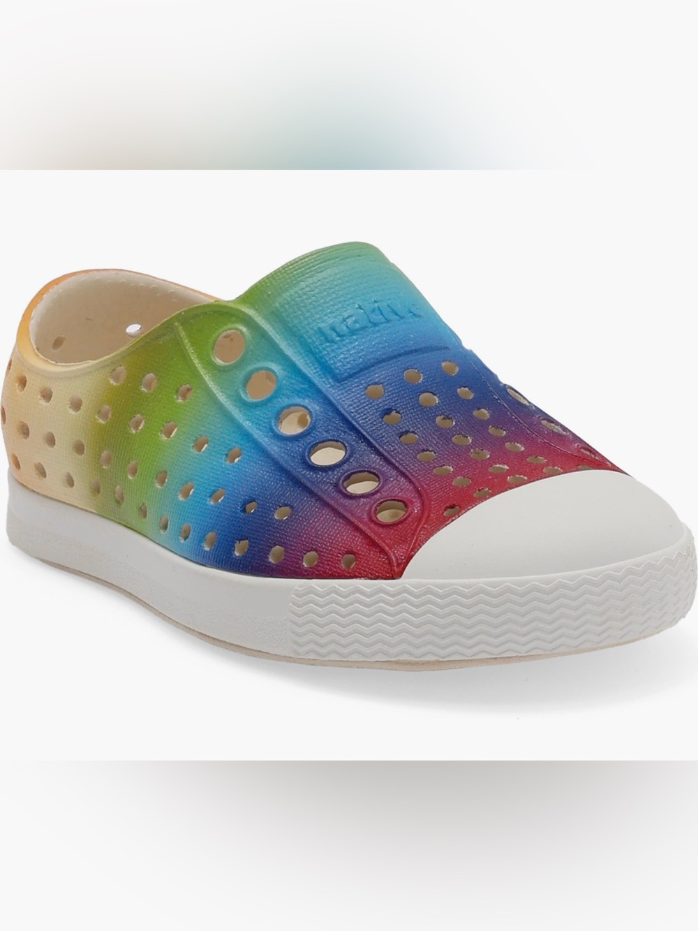 Native Kids Slip-On Sneaker in Rainbow Gradient. Size C8